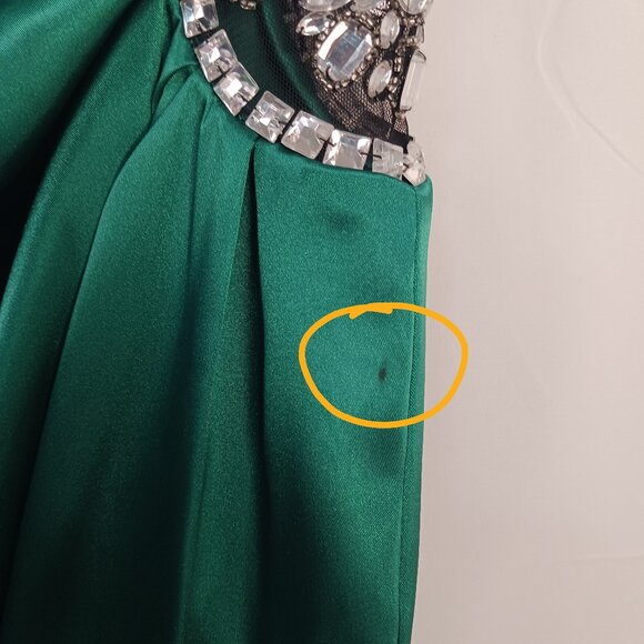 Betsy & Adam Green One Shoulder Party Dress with Gems Size 10 - Picture 8 of 9